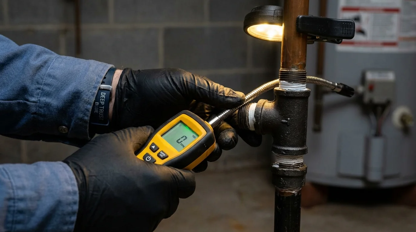 Gas leak detection with electronic sniffer by Johns Plumbing LLC in Church Hill