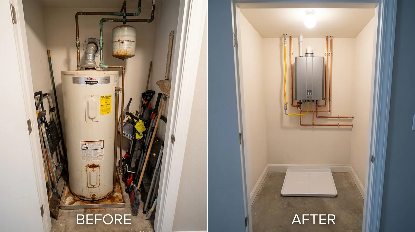 Tank water heater versus wall-mounted tankless unit comparison for Church Hill, TN homeowners