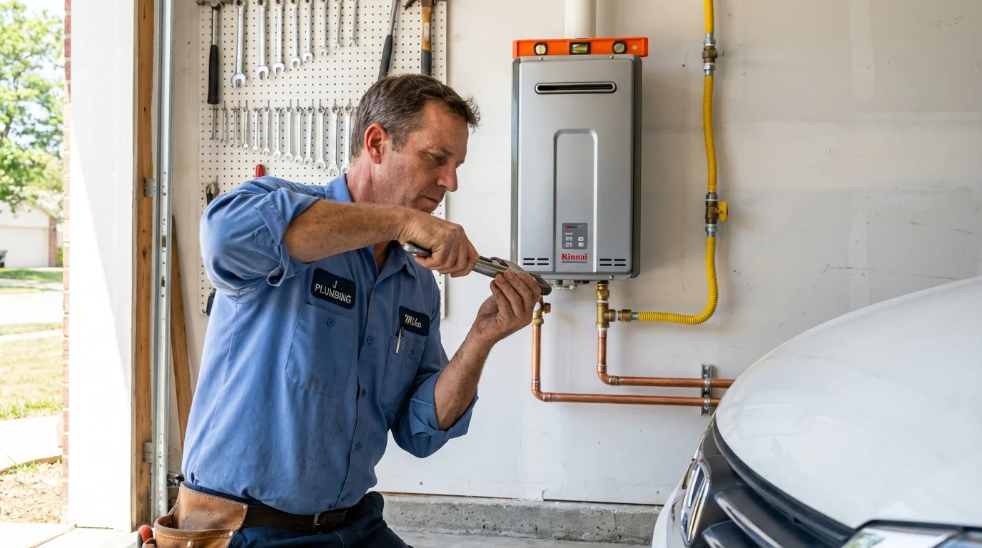 Tankless water heater installation by a Johns Plumbing LLC plumber in Church Hill
